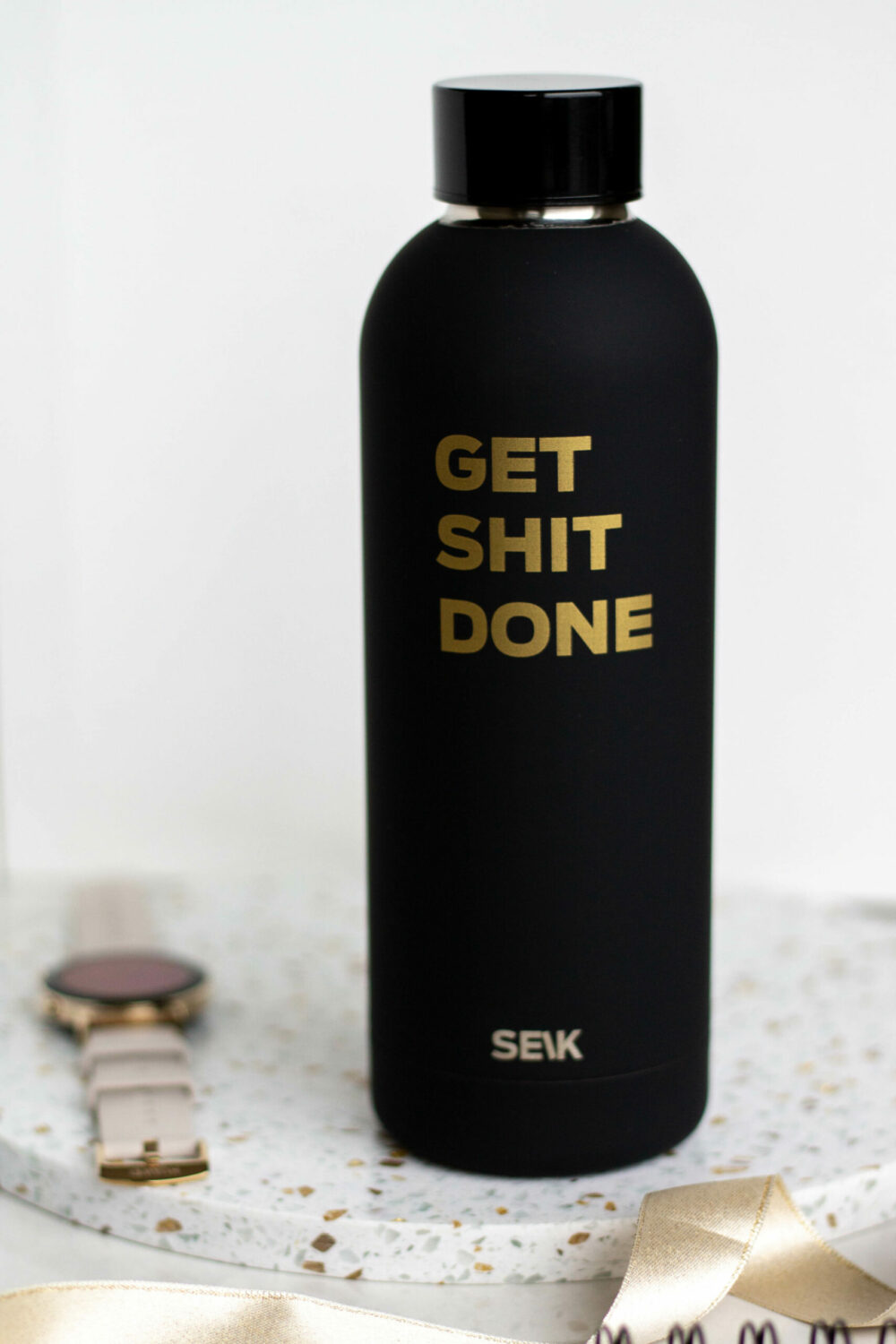 SEIK Water Bottle / Thermos Get shit done - black color 500 ml - Afbeelding 2