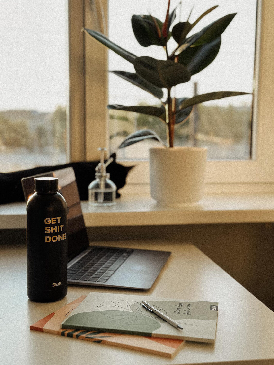 SEIK Water Bottle / Thermos Get shit done - black color 500 ml - Afbeelding 5